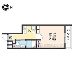 Gladvis御所西 1Kの間取図画像