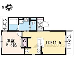 エントランスライフ上門前 1LDKの間取図画像