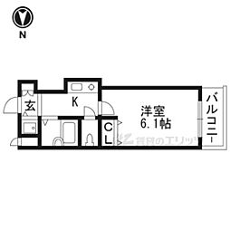 モントワ烏丸御池 1Kの間取図画像