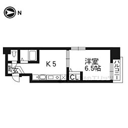 シャイン蛸薬師 1DKの間取図画像