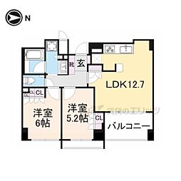 イーグルコート御池新町 2LDKの間取図画像