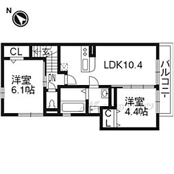 レグルス 2LDKの間取図画像