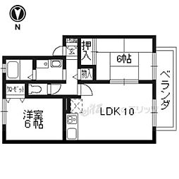 ハイカムール松ケ崎 2LDKの間取図画像