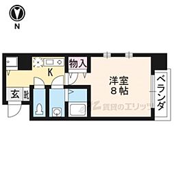 アスヴェル京都二条烏丸 1Kの間取図画像