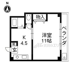 コーポ大鷺 1Kの間取図画像