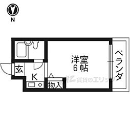 レジデンス岩倉 1Kの間取図画像