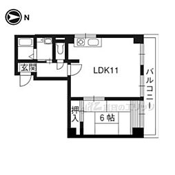 エルドール松ヶ崎 1LDKの間取図画像