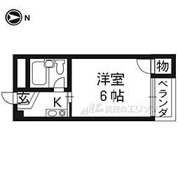 御池ハイツ 1Kの間取図画像