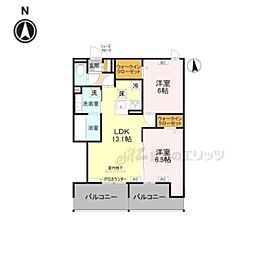 D-ROOM岩倉花園PJ 2LDKの間取図画像