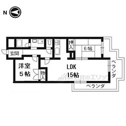 ピアレス円勝寺 2LDKの間取図画像