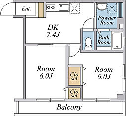 マイプレイス 2DKの間取図画像