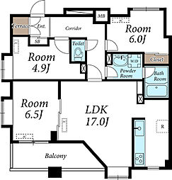 セントラルコート武蔵小杉 3LDKの間取図画像