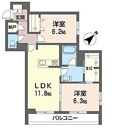 新築ライブオークK・SSHM 2階2LDKの間取り