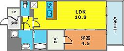 ソルテラス神戸栄町通 1LDKの間取図画像