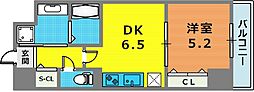 フォレ・リビエール磯辺通 1DKの間取図画像