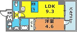 プレサンスTHE神戸 1LDKの間取図画像