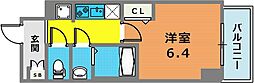 CREST TAPP DITA 神戸西パークフロント 1Kの間取図画像