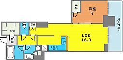 アーバンライフ神戸三宮ザ・タワー 1LDKの間取図画像