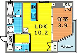 STELLALUCE北野坂 1LDKの間取図画像
