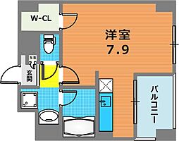 カノン甲南山手 ワンルームの間取図画像