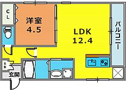 HCフラッツ国玉ガーデン 1LDKの間取図画像