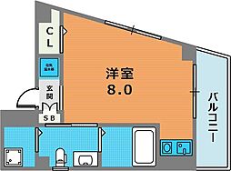 パイン神戸元町 ワンルームの間取図画像