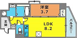 マンション八雲 1LDKの間取図画像