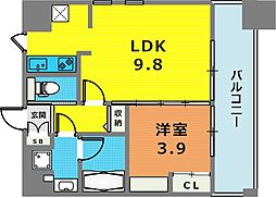 アーバネックス神戸水木通 1LDKの間取図画像