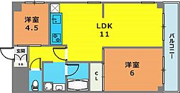 ロイヤル浜芦屋 2LDKの間取図画像