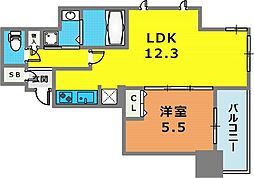 S-RESIDENCE神戸元町 1LDKの間取図画像