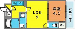 AXIA CITY 神戸松原 1LDKの間取図画像