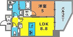 プレサンスTHE神戸 1LDKの間取図画像