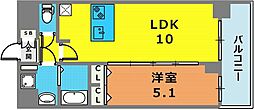 プレサンス兵庫ヴィアーレ 1LDKの間取図画像