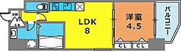 エステムコート三宮駅前2アデシオン 1LDKの間取図画像
