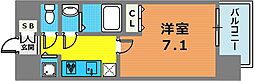 KDXレジデンス三宮 1Kの間取図画像