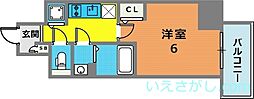エスリード神戸三宮 1Kの間取図画像