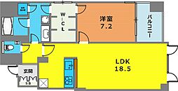 ディ・アルクス元町 1LDKの間取図画像