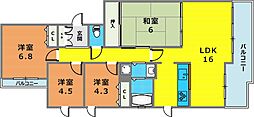 住吉ガーデン 4LDKの間取図画像