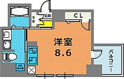 アドバンス三宮4ルシール ワンルームの間取図画像