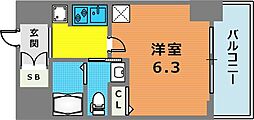 エステムプラザ神戸三宮ルクシア 1Kの間取図画像
