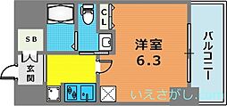 エステムプラザ神戸三宮ルクシア 1Kの間取図画像