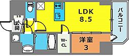 エスリードレジデンスグラン神戸三宮シティ 1LDKの間取図画像