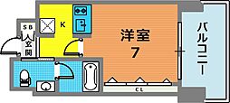 WOB六甲道 1Kの間取図画像