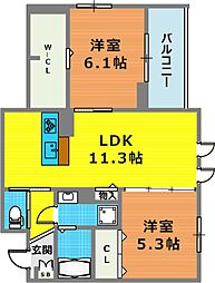 ASHA NOOR 2LDKの間取図画像