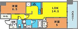 ワコーレ神戸三宮トラッドタワー 2LDKの間取図画像
