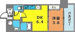 プレサンス神戸水木通ルミエス 1DKの間取図画像