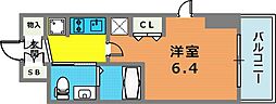 エステムコート神戸ハーバーランド前6ピクシス 1Kの間取図画像