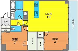 ワコーレザ・神戸トアロード 2LDKの間取図画像