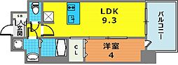 ESRISE神戸三宮山手通弐番館 1LDKの間取図画像