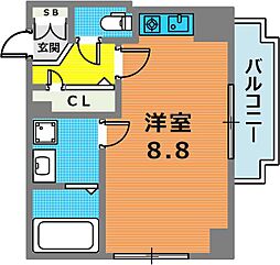 エスリード中山手県庁前 ワンルームの間取図画像